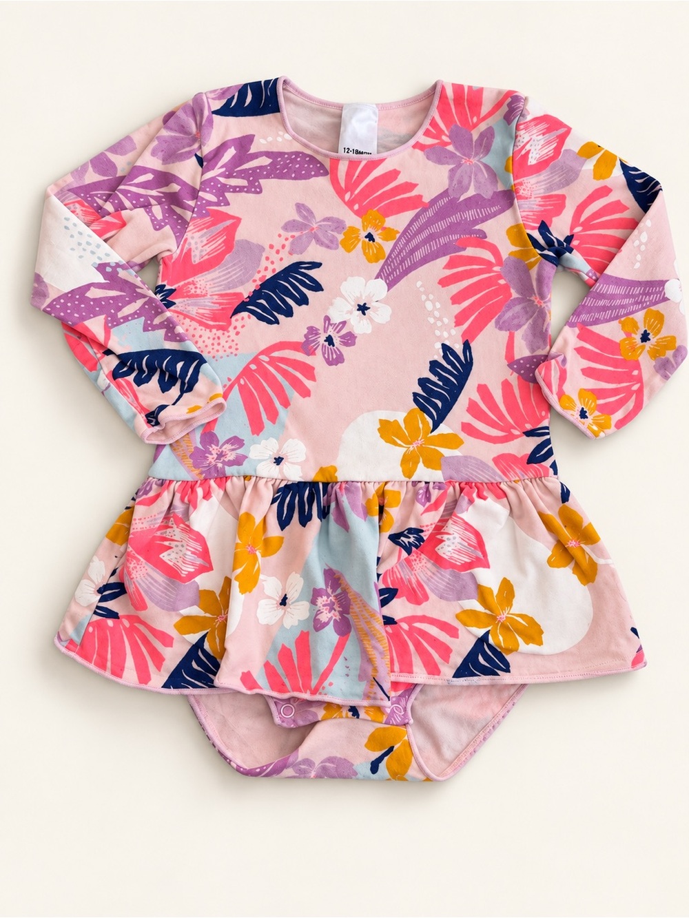 Bonds Kids Long Sleeve Floral Peplum romper - Pink